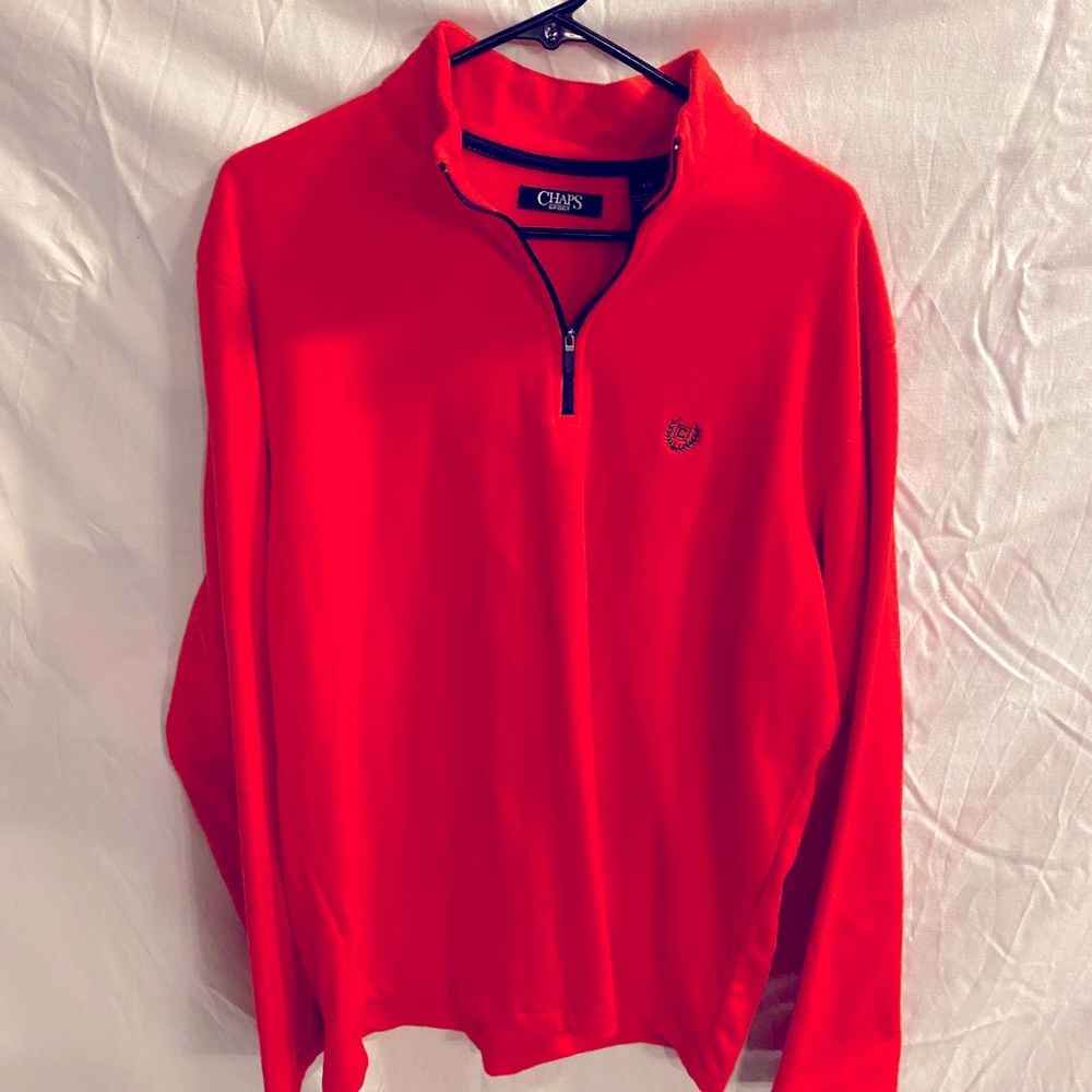 Chaps men’s lightweight 1/4 zip fleece LG red.
